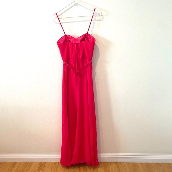 Evening Gown Fully Lined Design with Sequins Full Length  Pink  Size: S - Picture 5 of 10